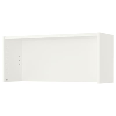 BILLY white bookshelf, simple design, rectangular shape, made of particleboard and foil, wall-mountable.