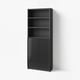 BILLY / HÖGBO Bookcase with glass doors, black oak effect, 80x30x202 cm