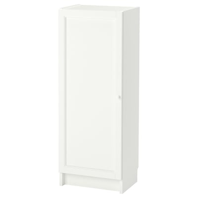 White BILLY tall cabinet, minimalist rectangular design with single panel door and clean lines.
