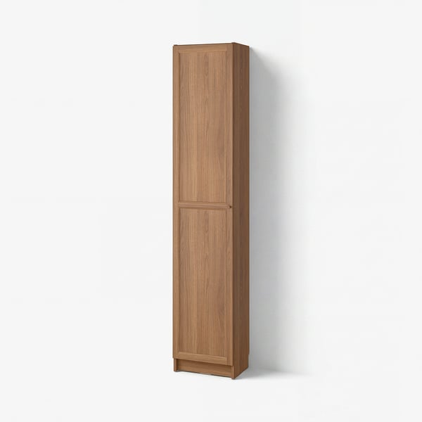 BILLY / OXBERG Bookcase with doors, brown walnut effect, 40x30x202 cm