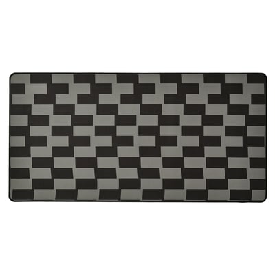 Black and gray checkered gaming mouse pad, rectangle, smooth, recycled polyester top.
