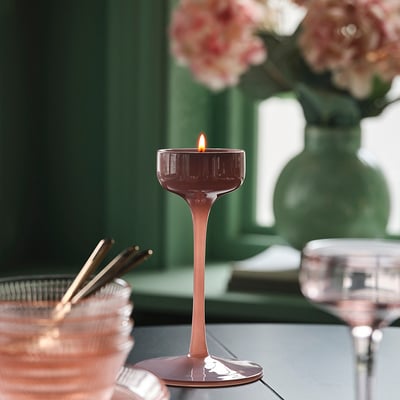 BLOMSTER Candle holder, pink, 21 cm