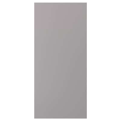 A grey BODBYN cabinet front. Its rectangular, made of fibreboard with acrylic paint, giving a smooth, clean look.
