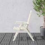 Foldable acacia outdoor chair, back adjustable, weather resistant.