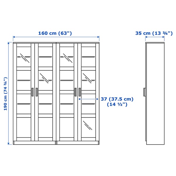 Illustration with measurements for the product: BRIMNES.
