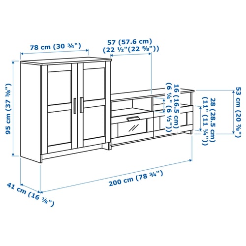 Illustration with measurements for the product: BRIMNES.