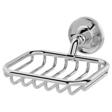 Chrome-plated wall soap dish with shiny, shiny metal grid design, for bathroom.
