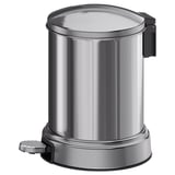 BROFJÄRDEN silver trash bin, cylindrical, silver, stainless steel, soft-close lid.