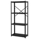 Black metal BROR shelf, rectangular with three tiers, sturdy and minimalist.