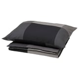 BRUNKRISSLA grey bed set, rectangular, with colored blocks, cotton-viscose blend.