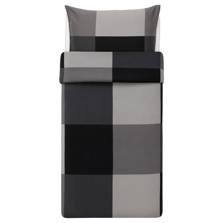 BRUNKRISSLA duvet cover and pillowcase, black, 140x200/70x90 cm IKEA