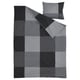BRUNKRISSLA: grey chequered duvet cover & pillowcase set, rectangle shape, 54% cotton, 46% viscose.