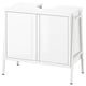 Option: White BYASJÖN under-sink cabinet with glossy finish and metal legs provides hidden storage.