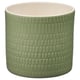Green CHIAFRÖN planter, textured stoneware, cylindrical.