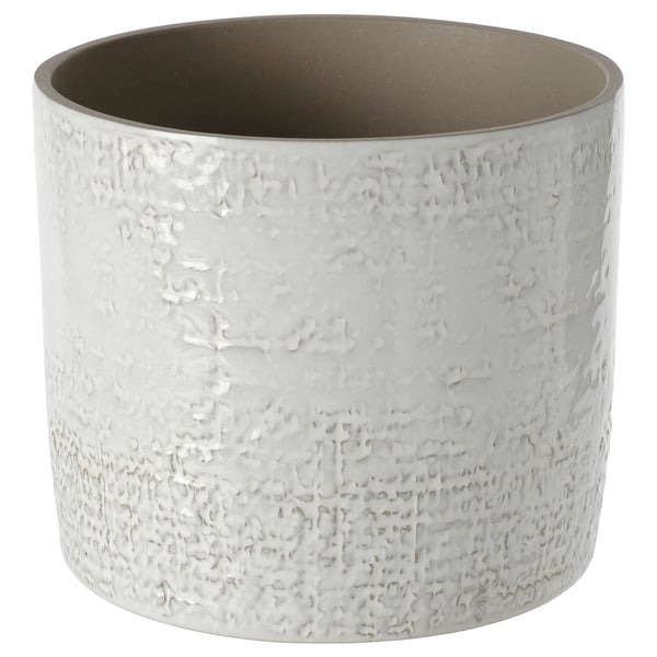 White CHIAFRÖN cylindrical stoneware planter with textured glaze.