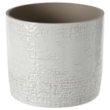 White CHIAFRÖN cylindrical stoneware planter with textured glaze.