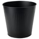 Black galvanized steel planter with ribbed design.