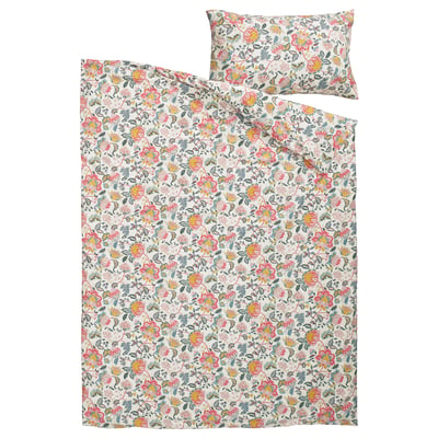 DAGGSALVIA Duvet cover and pillowcase, multicolour/floral pattern, 140x200/70x90 cm