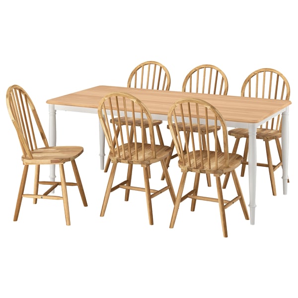 DANDERYD 6-seat dining set with light wood table & chairs.