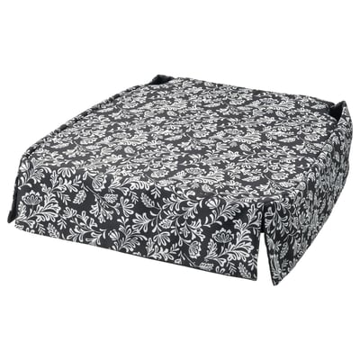 DVÄRGDUNÖRT cushion, grey/white floral, square, padded for comfort.