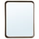 DVÄRGSYREN mirror: rectangular, warm walnut frame, sturdy glass center, versatile design for bathrooms or living spaces.