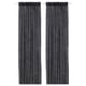 Two gray linen curtains hang side by side, featuring simple, dark color and natural texture.