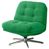 Bright green swivel chair with chrome base and circular shape; part of ikeas retro revival series.