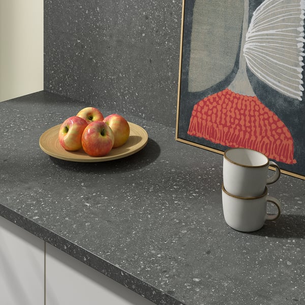 EKBACKEN Custom made worktop, grey terrazzo effect/laminate, 45.1-63.5x2.8 cm