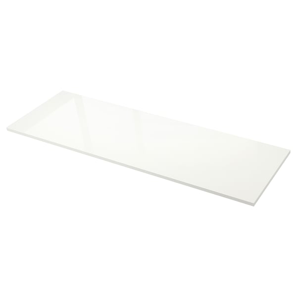 EKBACKEN white glass shelf, rectangular, sleek edge, transparent.