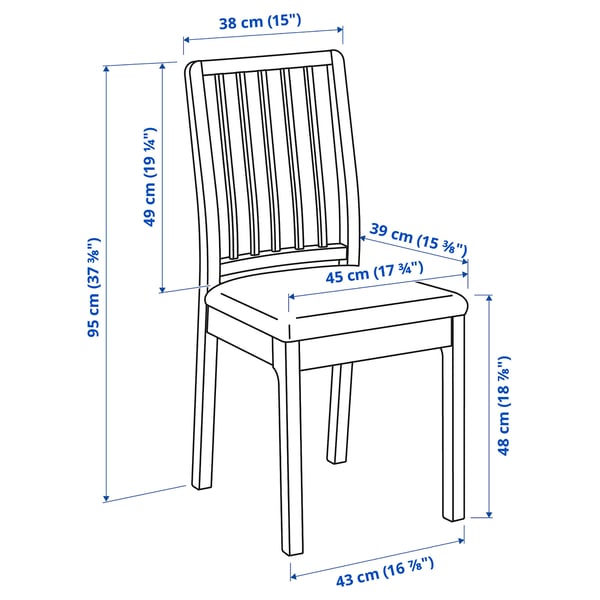 Illustration with measurements for the product: EKEDALEN.