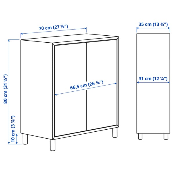Illustration with measurements for the product: EKET.
