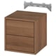 EKET: modern brown wood cube storage. Two drawers, sleek design, metal brackets.