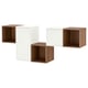 Set of wooden wall-mounted storage cubes.