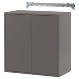 A gray EKET cabinet with two doors and a shelf. It has a modern design, perfect for storage.