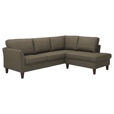EKHOLMA sofa, dark grey, modern, l-shaped, cushioned, with removable cover.