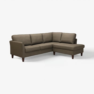 EKHOLMA 4-seat grey sofa, sleek & modern, with l-shaped chaise, wooden legs, and washable fabric.