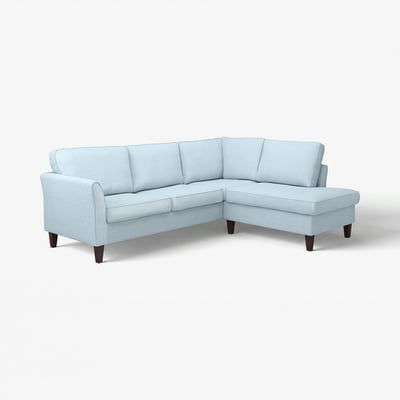 EKHOLMA Corner sofa, 4-seat with open end, Kilanda pale blue