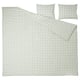 Light green gingham bedding set with white check pattern, made from 100% organic cotton.