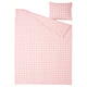 EKTANDVINGE bed set, light pink gingham check, 100% organic cotton, includes duvet & pillow covers.