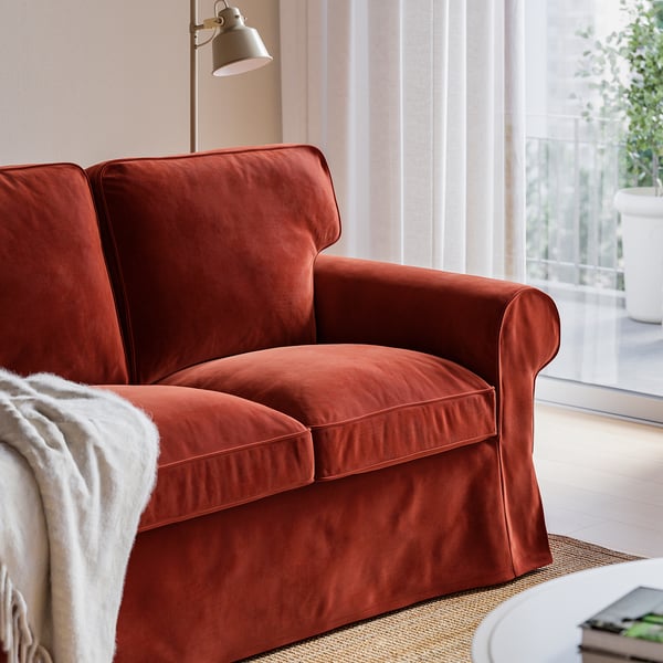 EKTORP 3-seat sofa, Alhamn deep orange-red