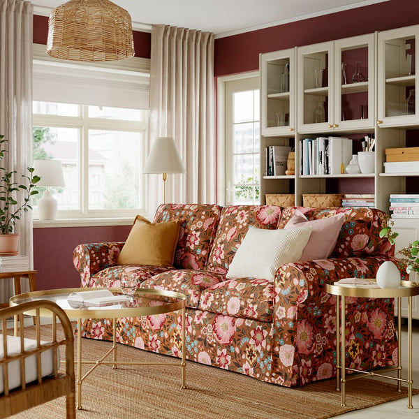 EKTORP 3-seat sofa, Mångbyn brown/multicolour