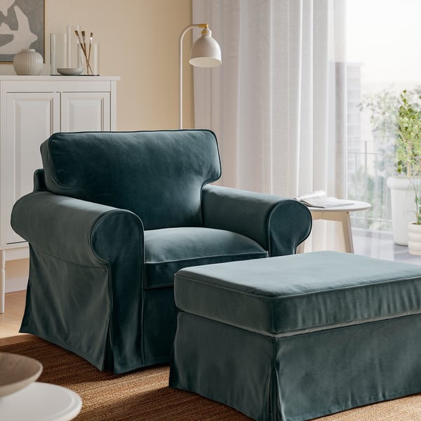 EKTORP Armchair, Alhamn dark grey-blue