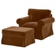 EKTORP Armchair and footstool, Alhamn dark yellow-brown