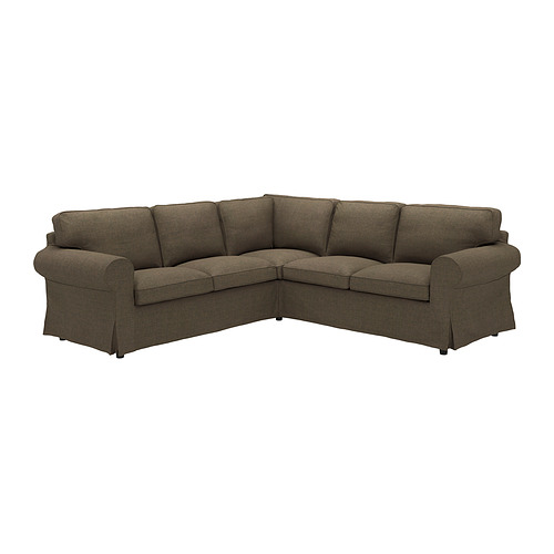 EKTORP Corner sofa, 4-seat, Kilanda grey-brown