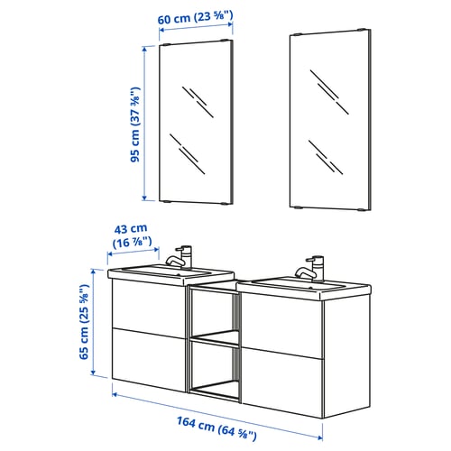 Illustration with measurements for the product: ENHET.