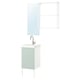 Option: ENHET bathroom set: light green cabinet, white sink, chrome faucet, mirror, wall frame.