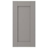 A grey ENHET cabinet door, featuring a smooth, modern design with a rectangular shape and a suitable material of fibreboard and plastic foil.