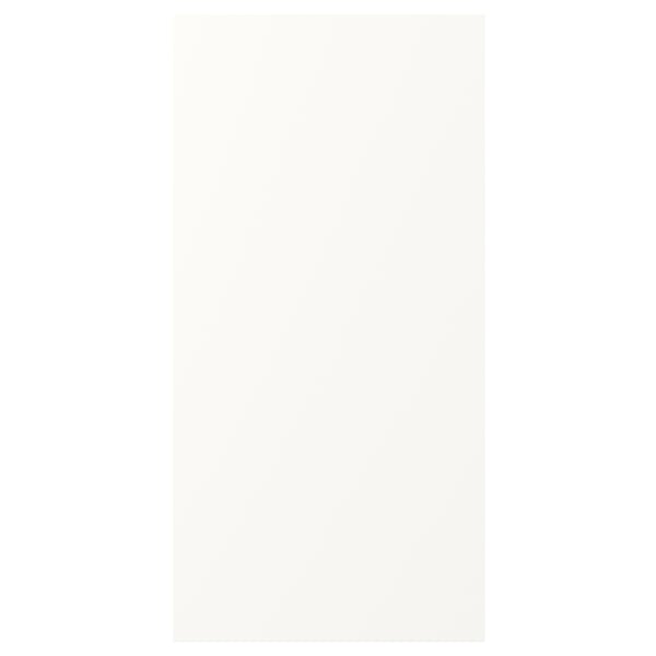 An ENHET white cabinet. Its rectangular with a smooth foil finish, resistant to moisture and stains.