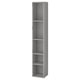 Option: A gray ENHET tall storage cabinet. Its slim, rectangular, with four open shelves, ideal for small spaces.