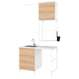ENHET laundry unit, light wood & white, modern design, sink, storage.